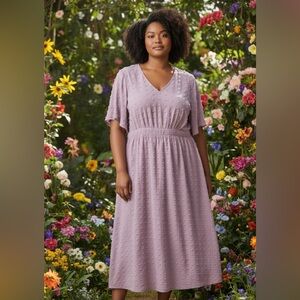 NWT: BloomChic Mauve Textured V-Neck Dress with pockets